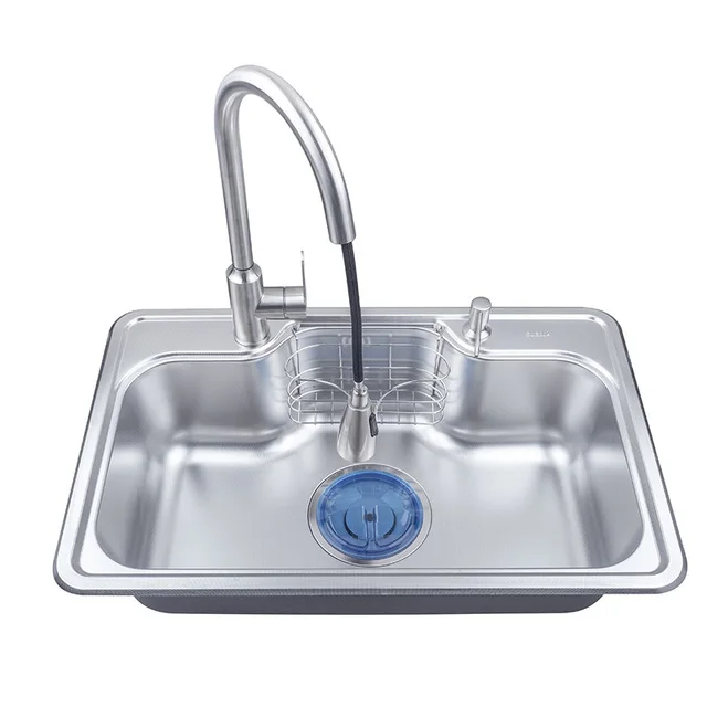 อ่างล้างจานสแตนเลส 304 ผิวลายนูน ขนาดใหญ่ ช่องเดียว แบบรวมอเนกประสงค์ พร้อมอ่างล้างผัก 7548 1