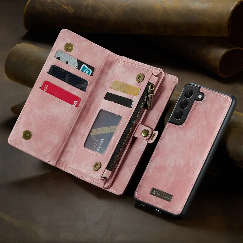 Detachable Magnetic Leather Wallet Case For Samsung Phones 12