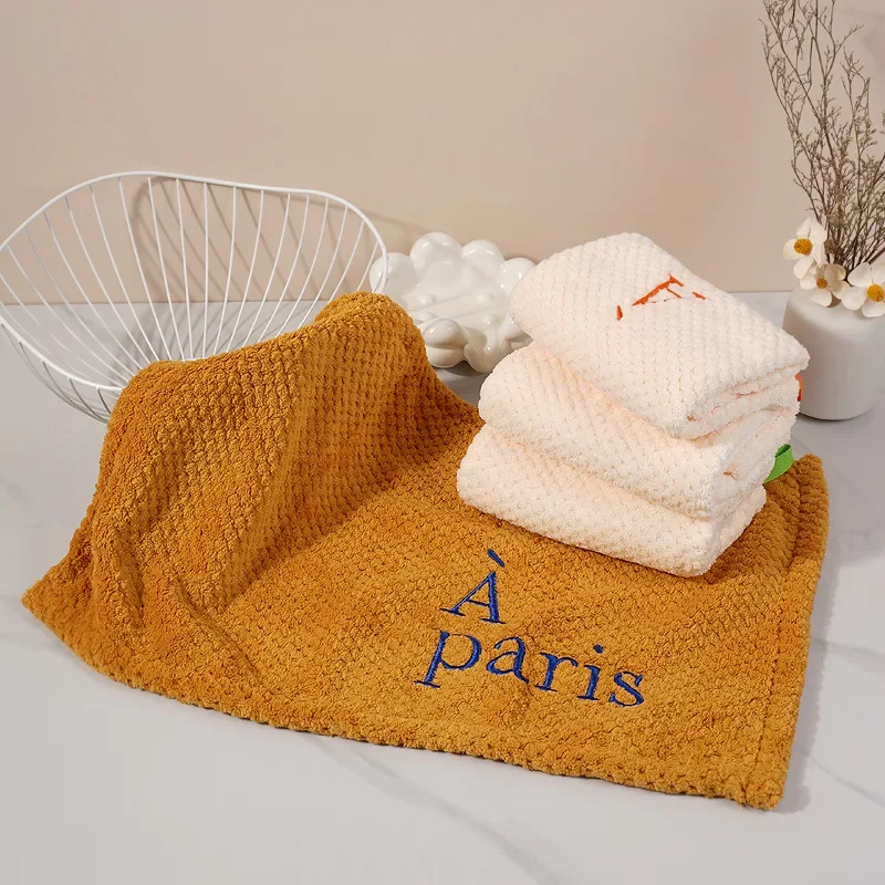 Nordic Hanging Hand Towel Home Embroidery Coral Velvet Absorbent for Kitchen Bathroom Hankerchief hand towels pocket towels