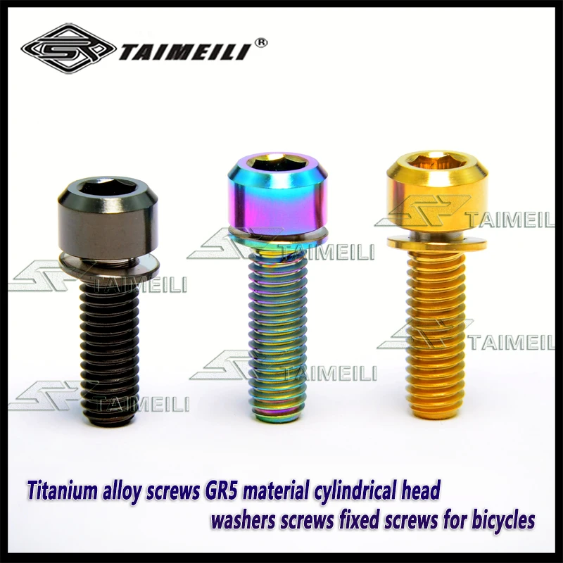 Titanium alloy screws GR5 material M6X16/18/20/25/30mm cylindrical head washers screws fixed for bicycles