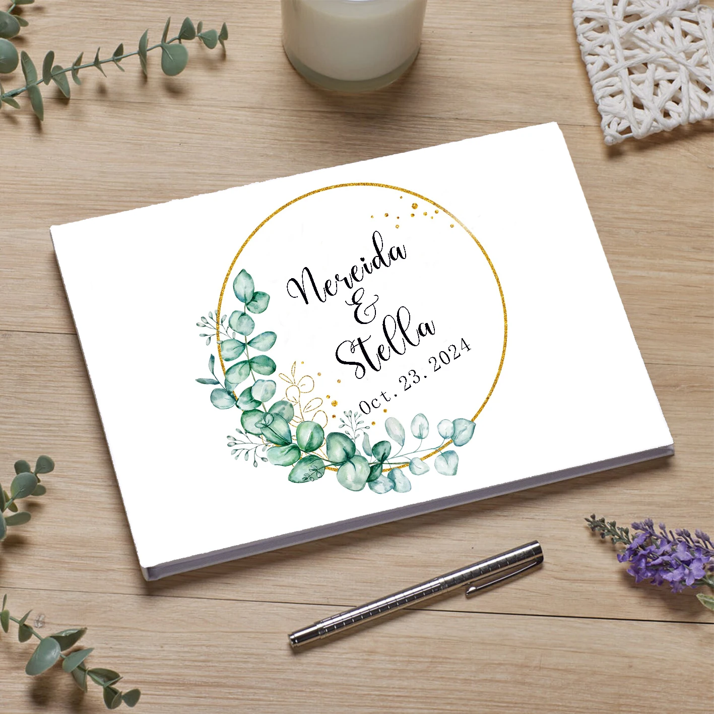 Personalized Flowers Guest Book Wedding Sign Book Wedding Guestbook White Photo Album Keepsake Anniversary Gift Idea