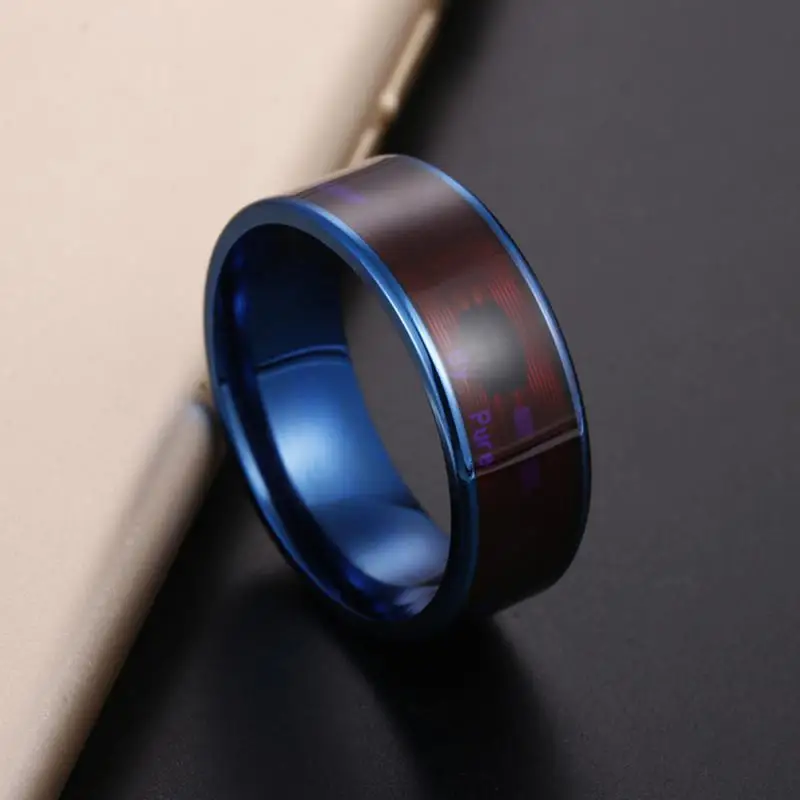 Anillo de acero inoxidable con NFC para hombre, sortija Digital para teléfonos Android con pareja funcional