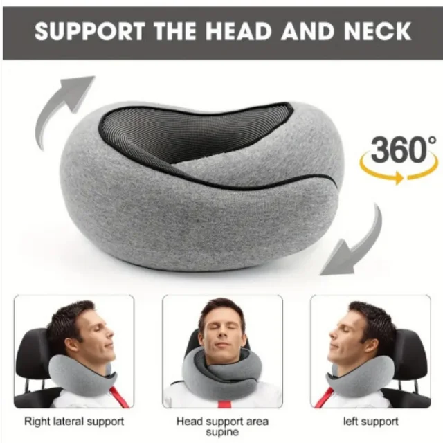 Portable U-Shaped Memory Foam Travel Pillow with Adjustable Neck Support