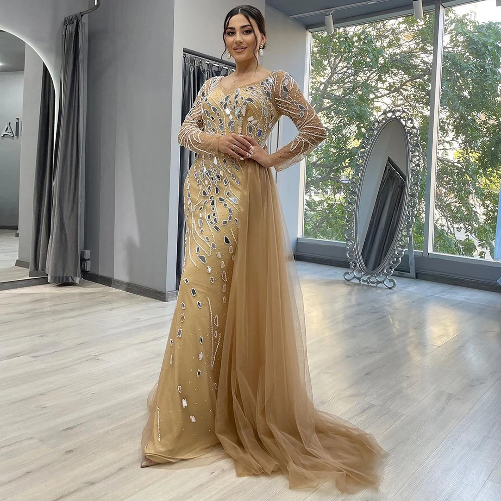 Sd14e168dd0404c3baa8b76ac64dd28864 Muslim Nude Mermaid With Overskirt Beaded Long Evening Dresses Gowns For Woman Wedding Party Mallzona