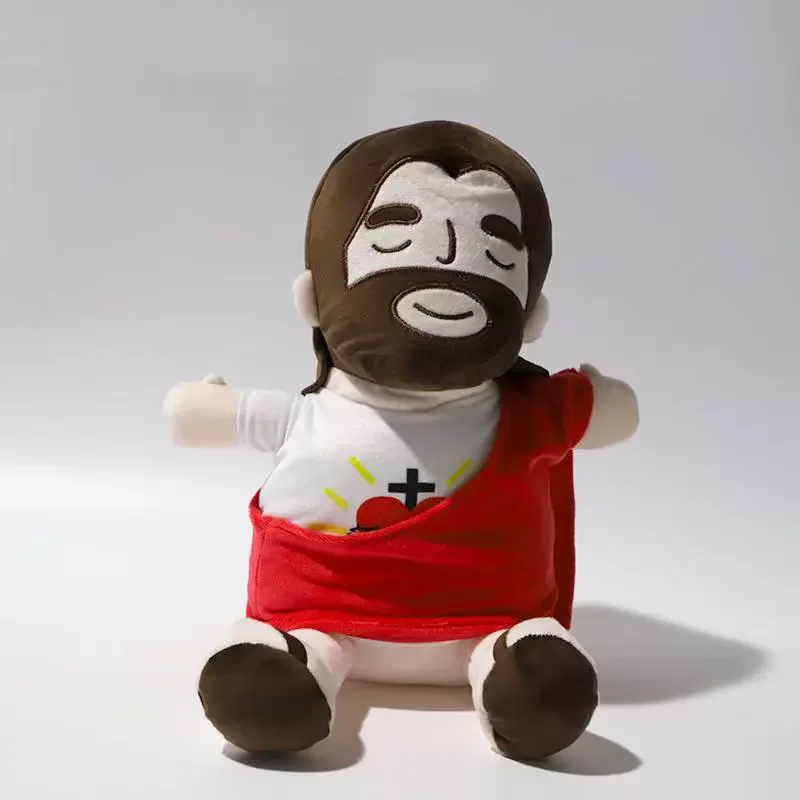 Kids Adult Jesus Plush Doll Toys Soft Respirable Jesus Heart Plushies Comforting Music Toy Easter Christmas Gifts