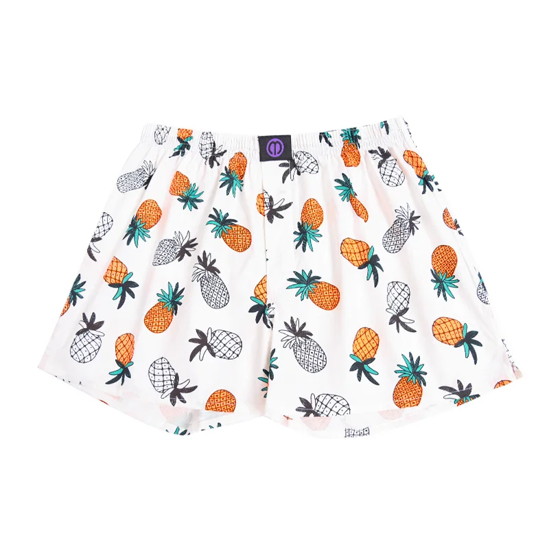 Pure Cotton Panties Orange Pineapple For Men And Women Pattern Comfortable Breathable Shorts For Home Leisure