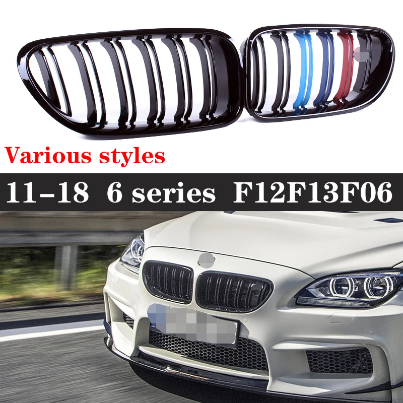 

For BMW 6 Series M6 F12 F13 F06 640i 630i 2010-2018 Kidney Grille Glossy Black ABS Color Plastic Front Bumper Auto Decor Grill