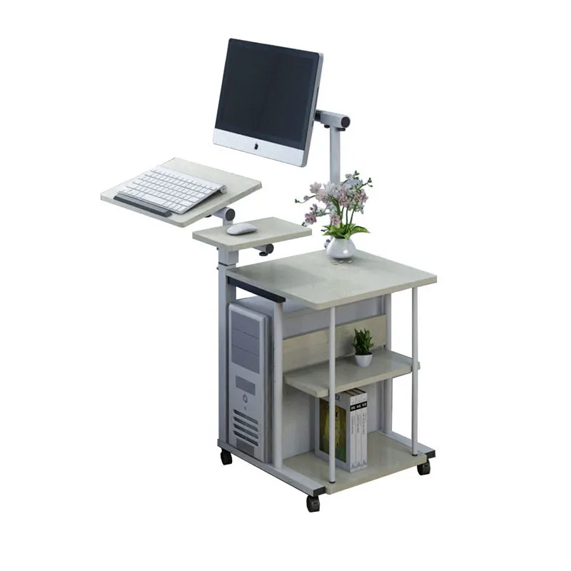 Bureau Mobile Réglable 81 Cm Avec Tiroirs En Tissu & Roulettes – Table D'Appoint Pour Canapé, Ordinateur Portable Ou Lit (Noir, 2 Étagères)