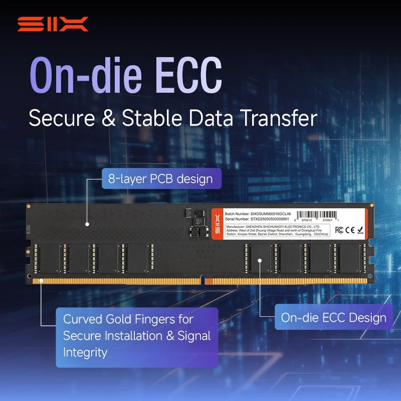 新品 DDR5 RAM 32GB UDIMMメモリーSIX U 5600 PRO SIX U-5600PRO DDR5 RAM 32GB UDIMM, 5600MHz CL46-46-46-90, Desktop