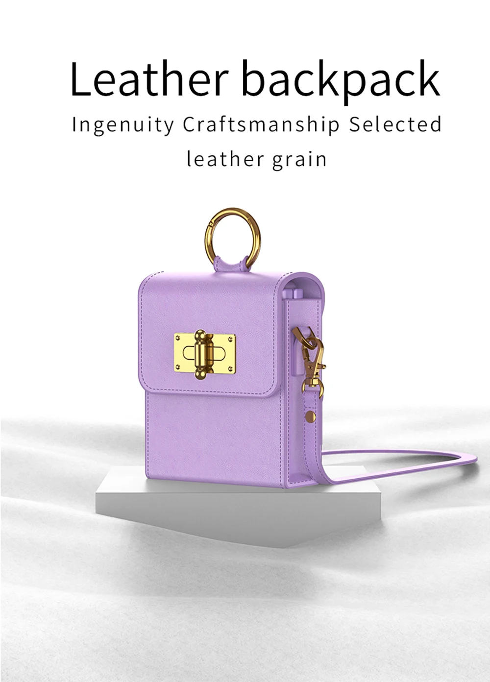 Mini Shouldr for Samsung Galaxy Z Flip 5 Plain Lathr Chain Lanyard Bag With Ultra Thin Ring Phon_voghion.com