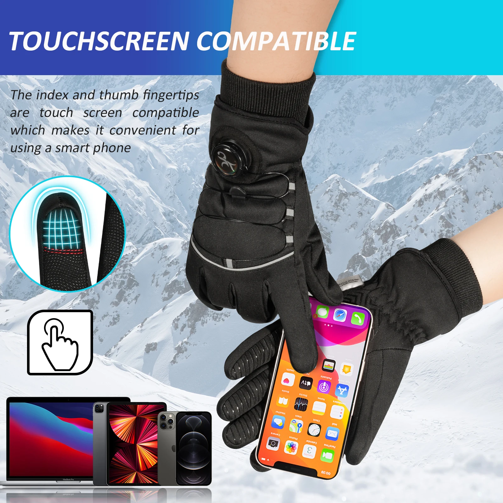 Water-resistant Winter Gloves 3M Thinsulate Touchscreen Thermal Outdoor Snowboard Ski Gloves Motorcycle Bike Cycling Gloves Men 5