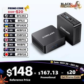 Teclast N30 Mini PC Intel Twin Lake-N150 Windows 11 Pro Mini PC 16GB DDR4 512GB PCIE M.2 SSD WiFi 5 BT5.0 Desktop Computer