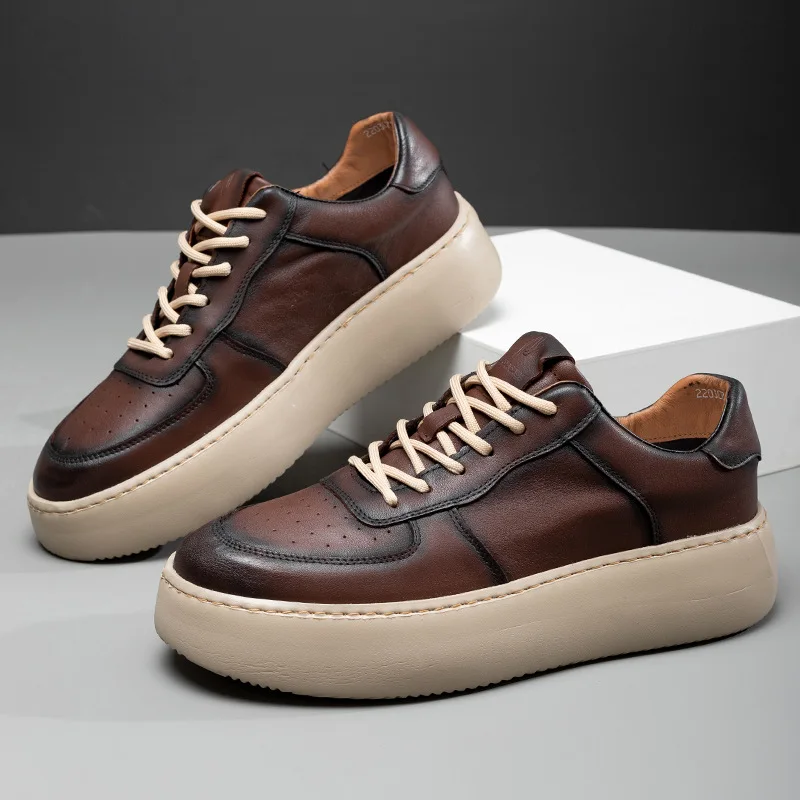 

Men's shoes 2022 spring lightweight platform shoes leather fashion loafer shoes sport casual shoes