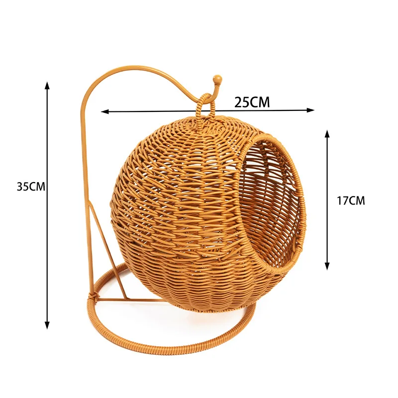 Rattan Cat Cage Household Small Apartment Cat Nest Hanging Basket Summer Semi-enclosed Four-season Universal Bed Villa