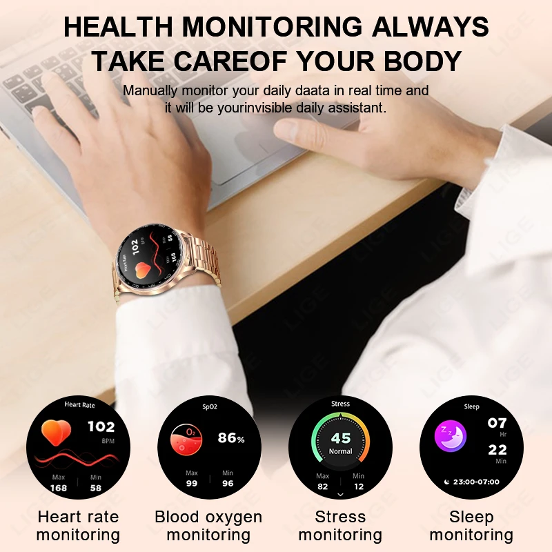 LIGE Men Women New 2 in 1 Smart Watch With Earbuds Smartwatch TWS Bluetooth Earphone Heart Rate Blood Oxygen Monitor Sport Watch