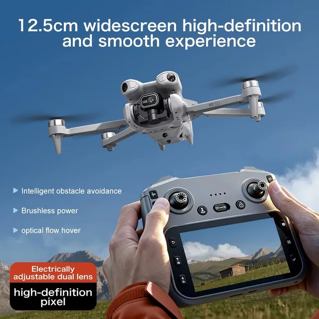 4K Dual Cameras 4.3-inch Screen Control Brushless WiFi Professional Aerial Photography Quadcopter 2026 New GT50 Mini Drone with
