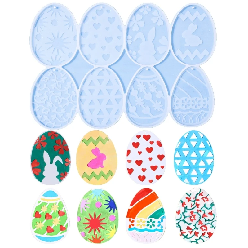 E0BF Epoxy Resin Moulds Hand-Making Molds Resin Casting Mold Easter Eggs Shaped