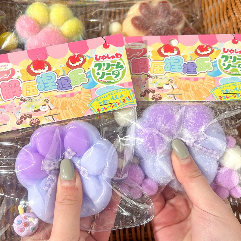 Cat Paw Mochi Taba Squishy Fidget Toy Cute Plush Cat Paw Silicone Slow Rebound Pinch Decompression Toy Stress Release Vent Toy 5