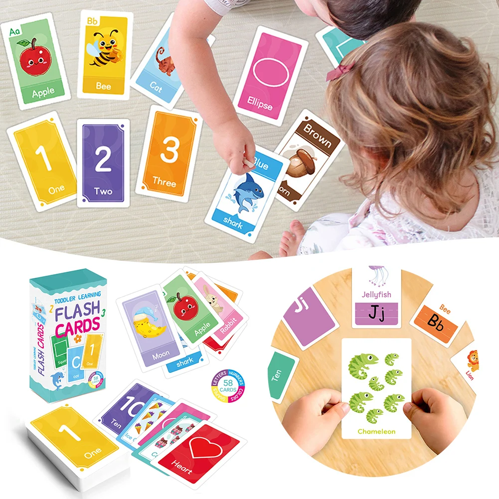 

58 шт. Разноцветные Детские флеш-карты, устойчивые к разрыву, прочная познавательная игрушка для мальчиков и девочек