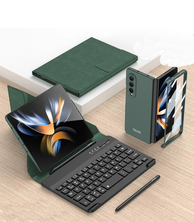 Samsung ブラック キーボード付きケース Samsung Galaxy用Bluetooth付き折りたたみ式ケース,2 3 4,レザー保護