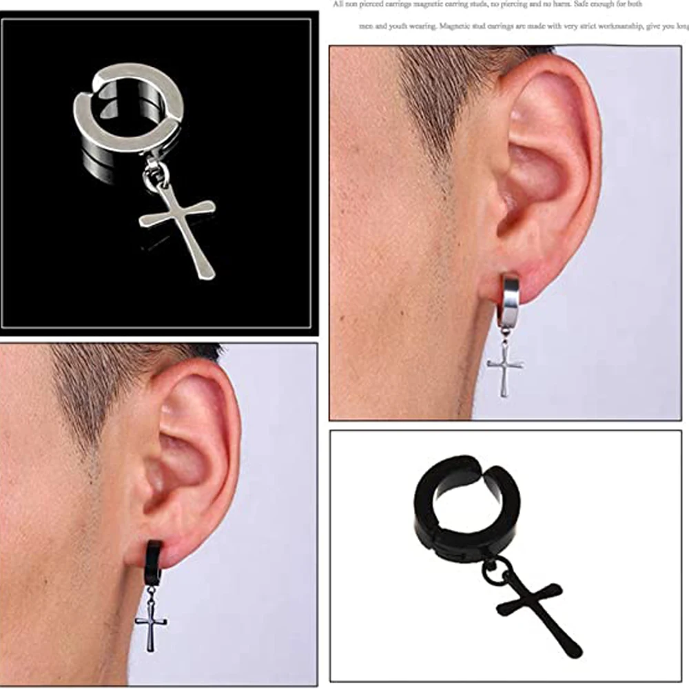 8 Paia Orecchini Magnetici In Acciaio Inox - Non Piercing, Rotondi, Per Uomo E Donna - Foto 8