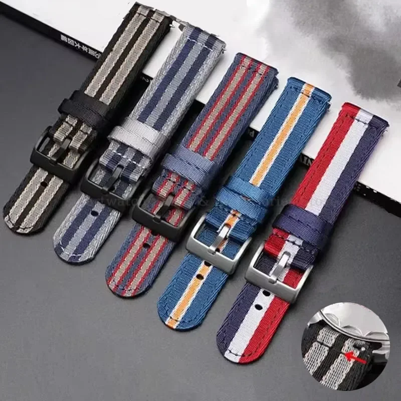 Premium Woven Nylon Watch Band with Quick Release and Stainless Steel Buckle