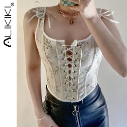Lace-up Vintage Corsets Bustier Crop Top For Women Slimming Corset Hourglass Body Shaper