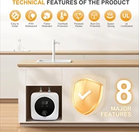 Mini chauffe-eau électrique 2,5 gallons sous évier, chauffe-eau instantané avec vanne T&P, inverseur 3 voies, 110V 120V 2