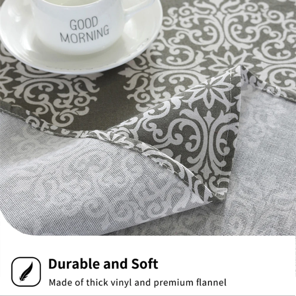 Round Tablecloth 47/59/39 Inch Linen Dining Room Table Cover Washable Table Cloth Decorative Table Cover for Indoor and Outdoor