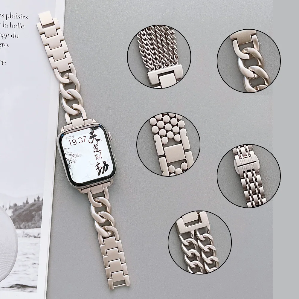 

Браслет металлический Starlight для Apple Watch Series 8 7 Band, удобный регулируемый ремешок для iWatch Series 8 7 6 5 4, 41 мм 38 мм 40 мм