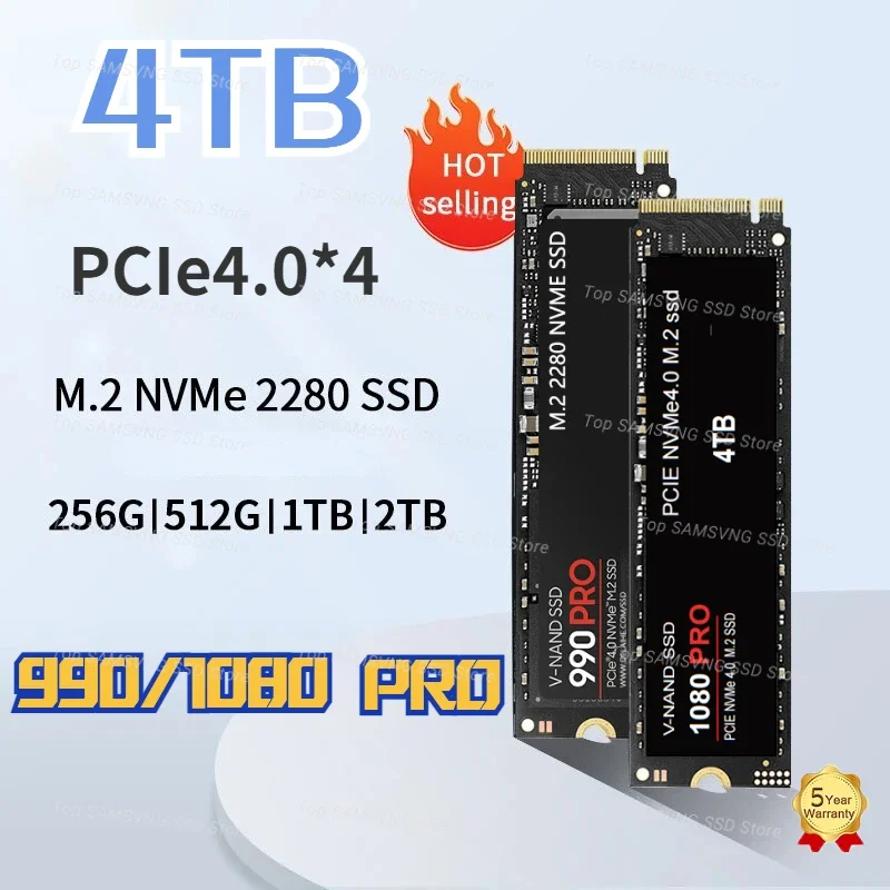 

2023 Newest 990PRO 1TB 2TB 4TB SSD Internal Solid State Disk M2 2280 PCIe Gen 4.0 X 4 NVMe 1.3c 250 500 MZ-V8V250B for Computer