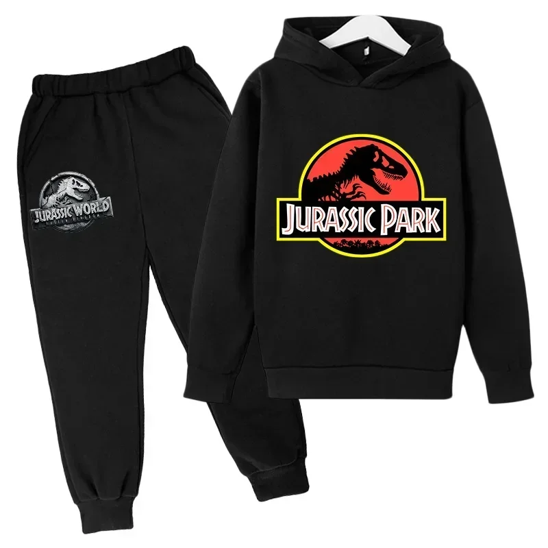 

Jurassic Park Dinosaurs Children Clothing Boys Hoodies +Pant Set Girls Holiday Gift Sweatshirt Spring Autumn Coat Sports Suit