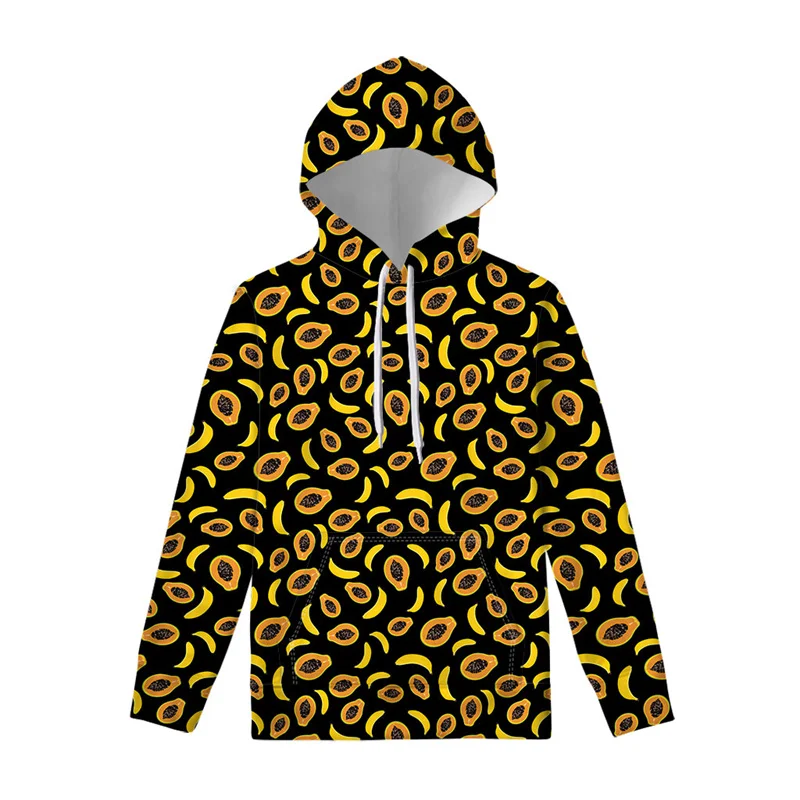 thumbnail image 1 of Sudadera con capucha con estampado 3D de frutas tropicales para hombre, moda urbana, informal, con estampado de plátano, manga larga, 1 of 5