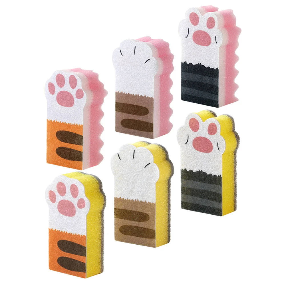 

Cleaning Sponge Cat Paw Claw Kitchen Sponges Scrub Pads Dishes Washing Tool Non-Woven Fabric Scrubber Household Cleaning