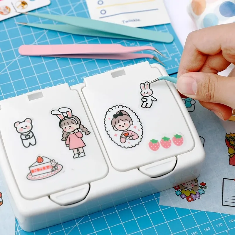 2pcs Kawaii Macaron Tweezers for Hand Account Elbow Clip Sticker Tool DIY Scrpabooking Journal Paper Gadget Korean Stationery