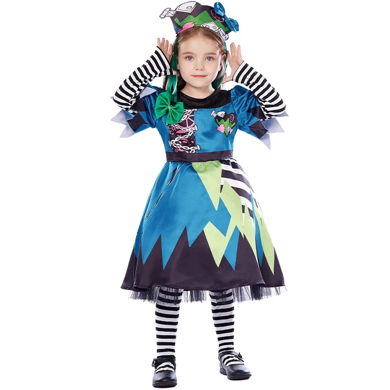 

2024 New Arrival Kids Mad Scientist Costume Girl Frankenstein Monster Halloween Costume