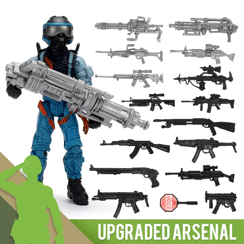 

ViiKONDO Action Figure Army Men Toy Military Model Weapon Gear Accessory Mini Gun Arsenal for 1/18 Scale 3.75in Soldier Boy Gift