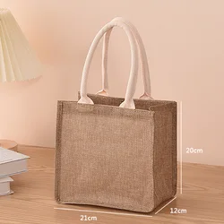 Hand-Painted Linen and Jute Shopping Tote Bag (VerticalS)