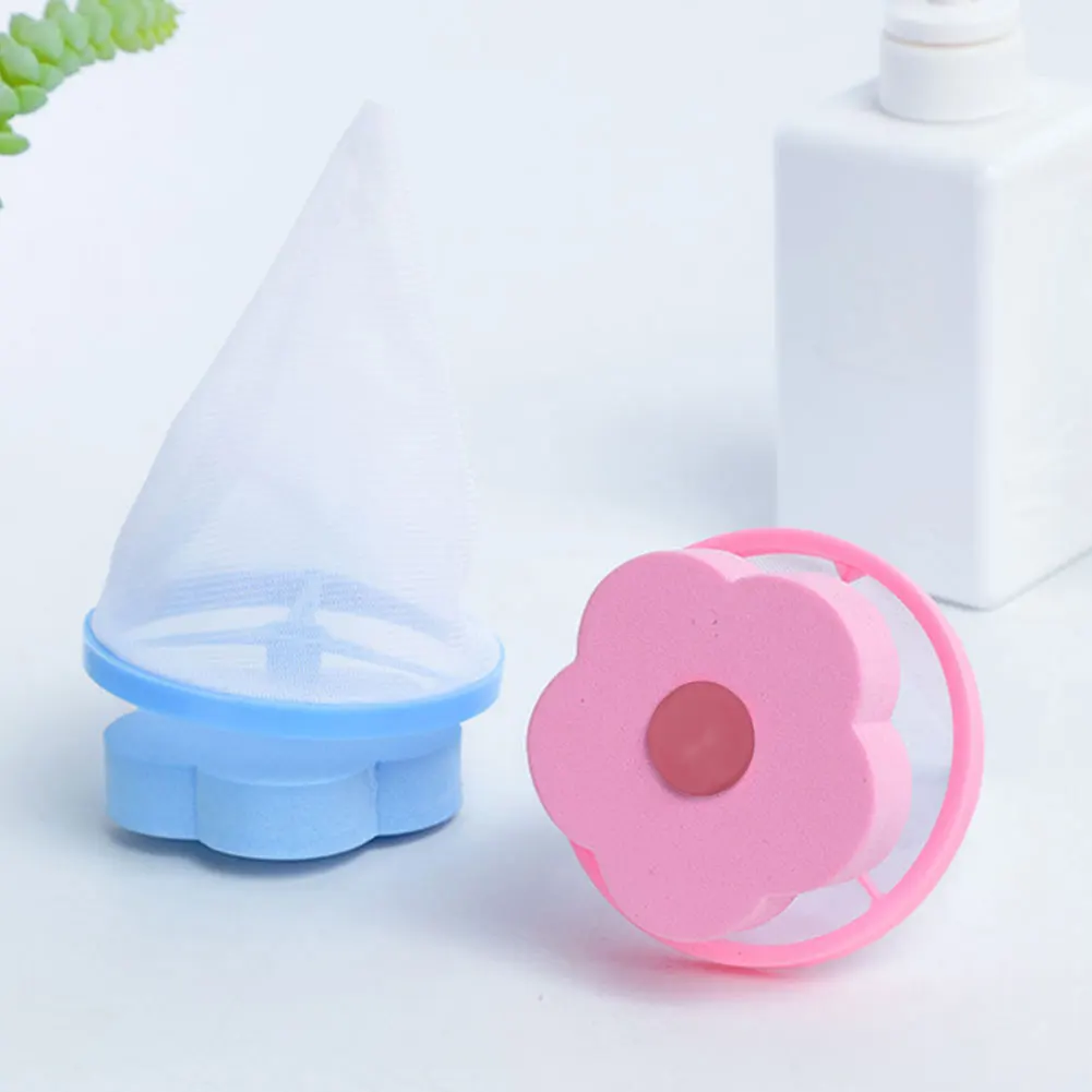 Washing Machine Hair Lint Catcher Reusable Flower Shaped Hair Filter Household Lint Mesh Bag for Dog Cat Fur Hair Collector