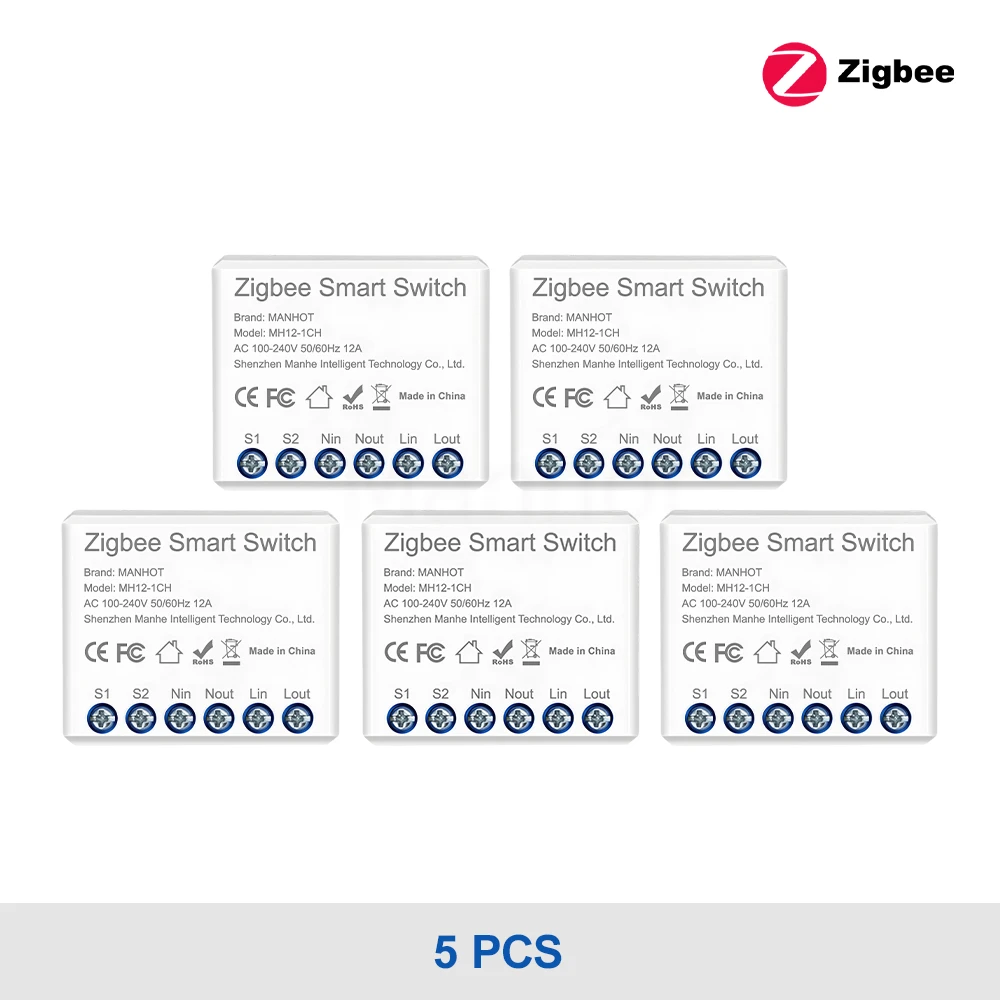 Smart Zigbee Mini Light Switch Module, 16A, with Voice Control Integration