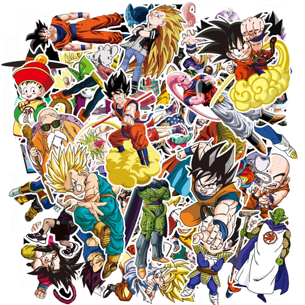 

10/30/50/100pcs Dragon Ball Anime Cartoon Stickers Cool Super Saiyan Son Goku Graffiti Sticker DIY Phone Diary Skateboard Decals