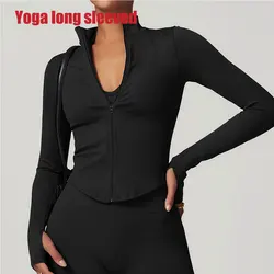 Women's Quick Dry Crop Top Jacket - Long Sleeve Yoga & Fitness Wear - M (Advanced Black)