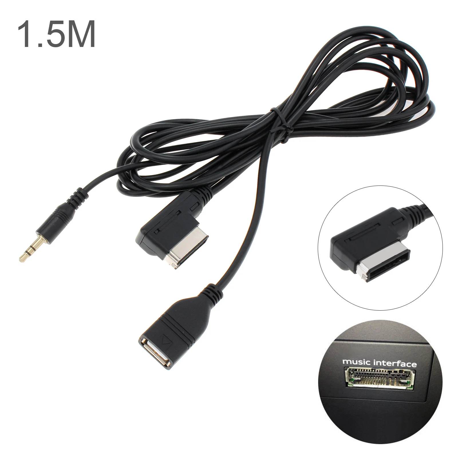 Jack Da 140Cm Da 3.5Mm Aux In Mdi Ami Mmi Aux Cable Audio Music Interface Adapter Connector Adatto Per Audi / Vw Con Ricarica Usb