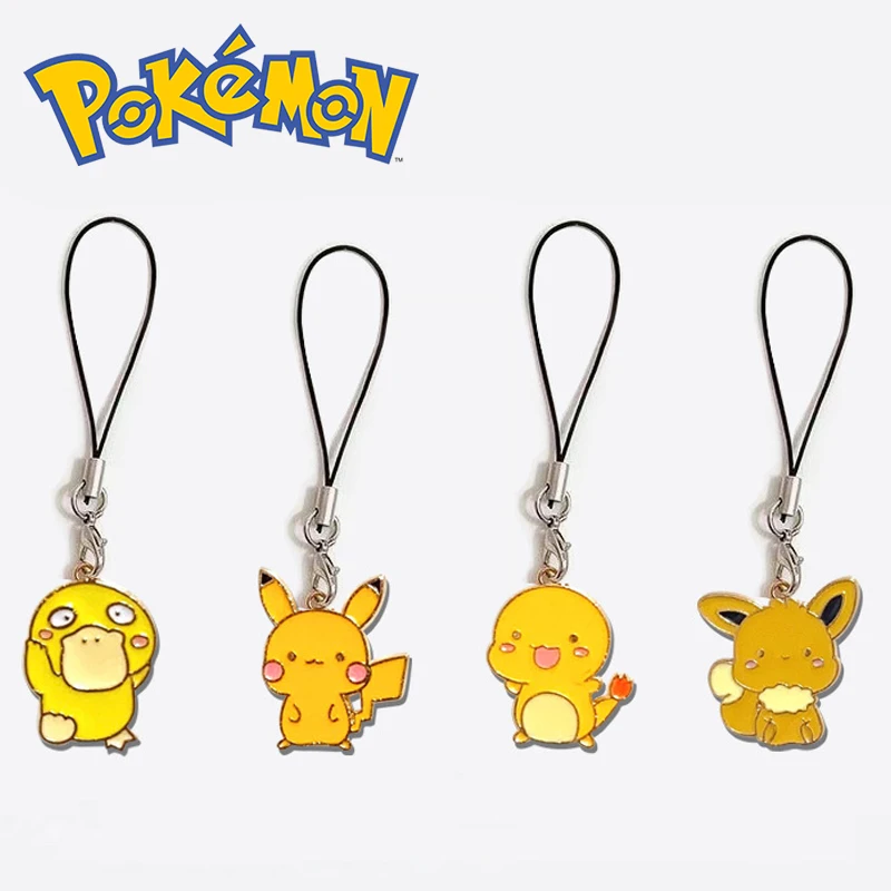 

Pokemon Pikachu Pendant Eevee Kawaii Anime Figures Short Style Phone Case Rope Key Chain Backpack Decor Keychain Student Gifts