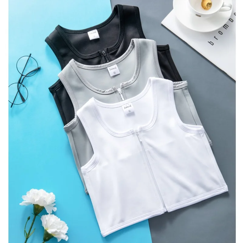 New Bamboo Charcoal Fabric Women White Short Vest Tomboy Chest Binder