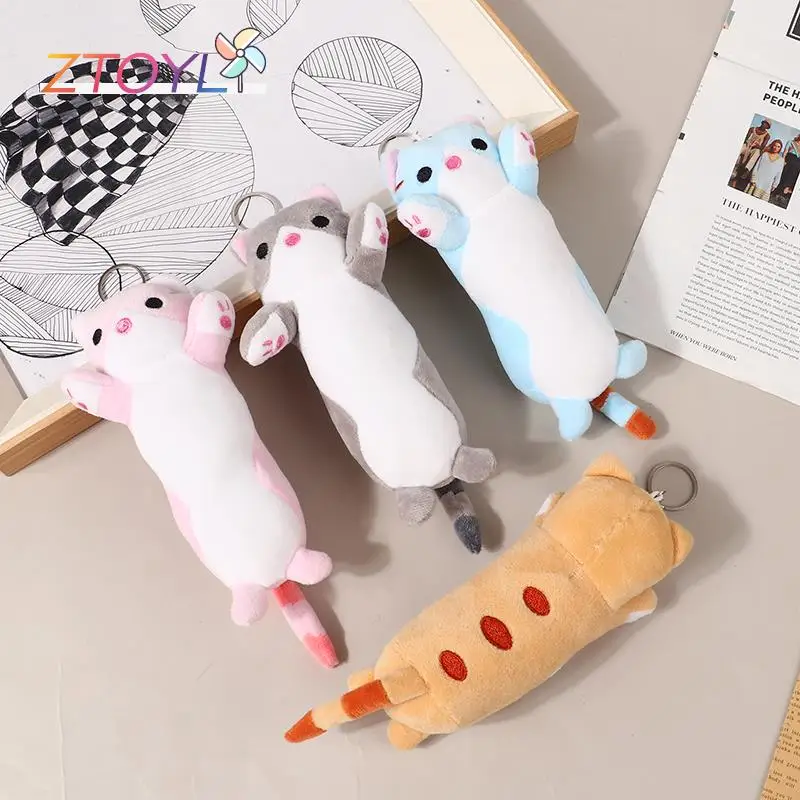 긴 고양이 봉제 장난감 키체인, 귀여운 고양이 인형 가방 펜던트 장식 인형 긁기 기계, 여아용 생일 선물, 16cm, 신제품