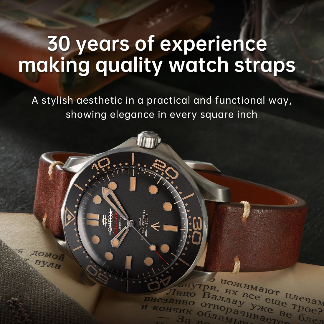 Speedmaster On Rally Starp Quick Release Leather Watch Band for OMEGA SEAMASTER SPEEDMASTER DE ...