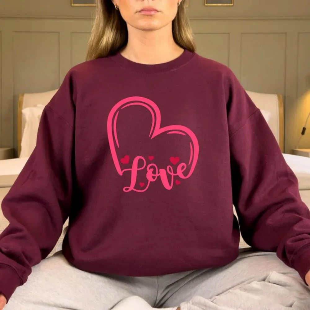 Heart Love Sweatshirt Valentine's Day Crewneck Sweater Kawaii Sweetheart Pullover Preppy Cute Lovers Confession Minimalist Shirt- Sd14f89b5a2d74b6b9e641c93f0825fe4o