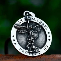 Small Size Vintage St Michael Archangel Pendant Stainless Steel Amulet Necklace For Men Fashion Jewelry Gifts Dropshipping 2