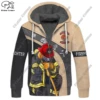 3D printing customized name new firefighter pattern warm hooded thickened jacket zipper fleece hoodie winter jacket casual 6